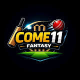 COME11 official fantasy sports poster with cricket players, fantasy gaming logo, and 18+ responsible play notice.